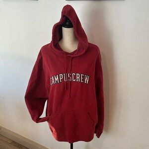 Campus Crew Red Hoodie Sweater M Warm Pullover Unisex